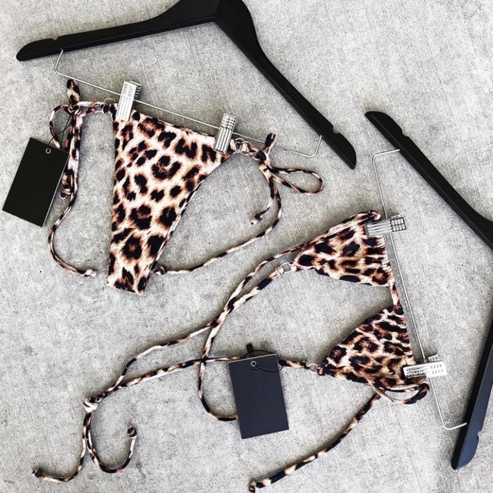 CLEARANCE Leopard Animal Print Triangle Bikini Swimsuit - Picture 6 of 7